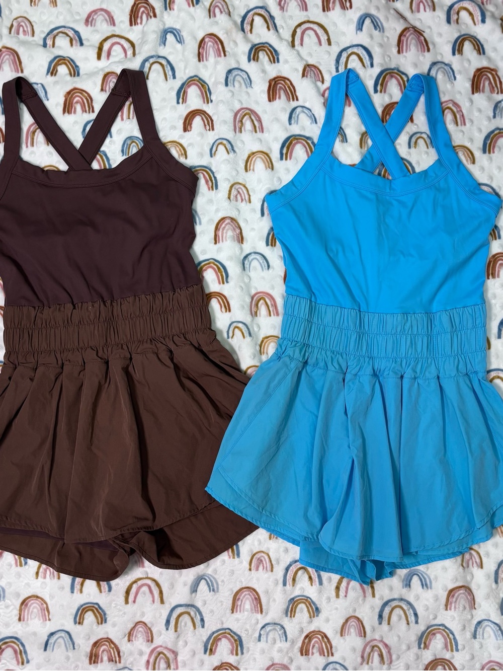 Crossback Skater Romper in Brown and Blue Lot